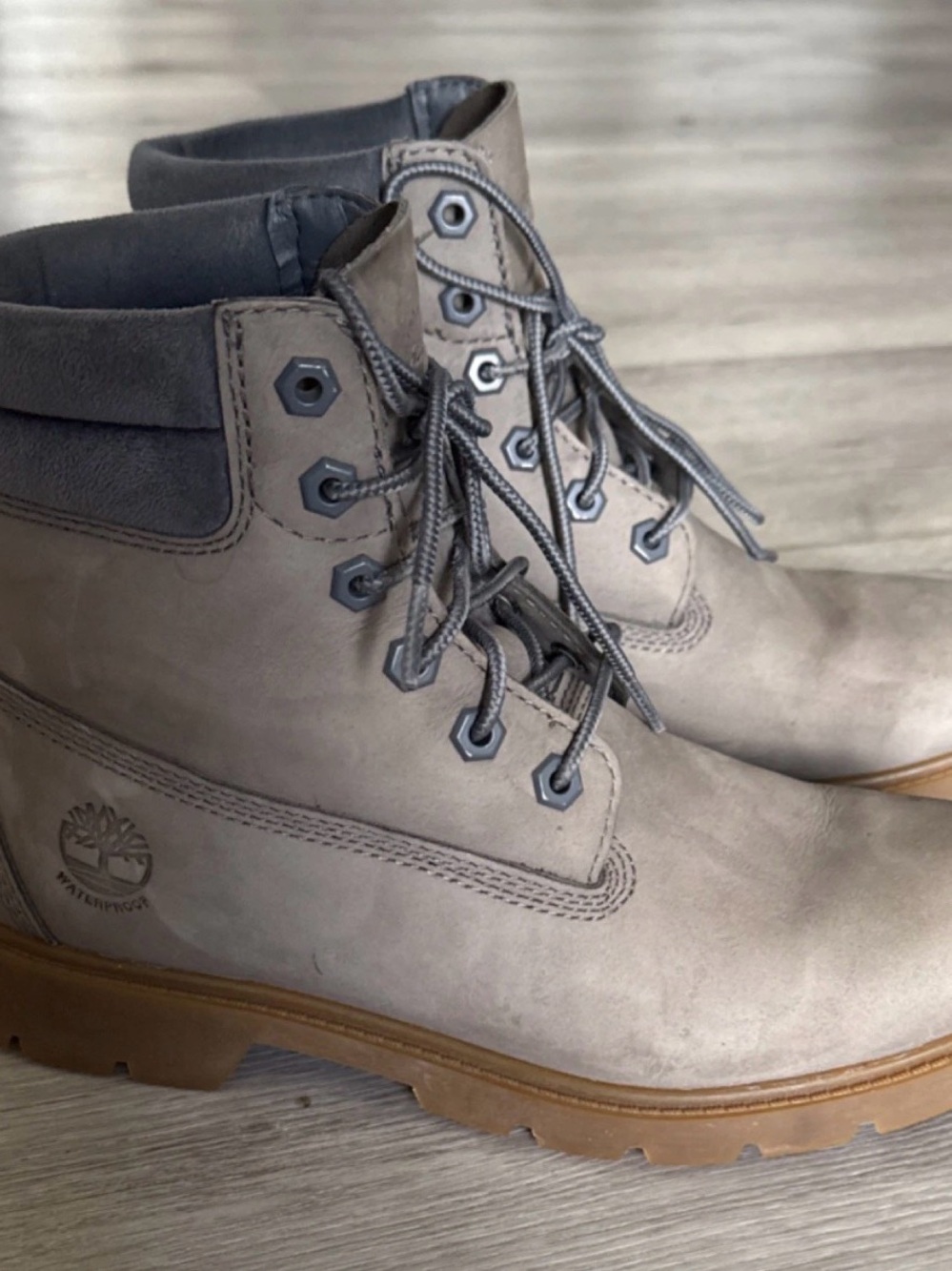 Timberland Waterproof Gray Leather Ankle Boots A3659 Women's US 7.5